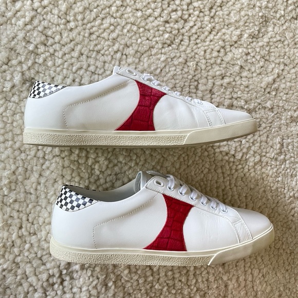 Celine triomphe leather white sneakers with horse fur details size 43 TR01L - Picture 8 of 15